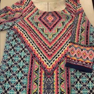 Pink Owl Multicolored Long Sleeve Dress Size L